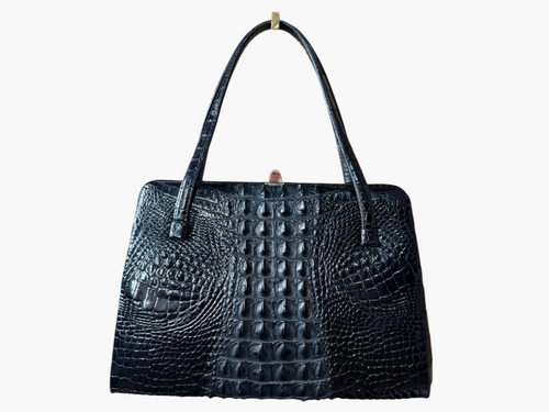 1960s Vintage Genuine Hornback Crocodile Leather Handbag - UK Shipping only