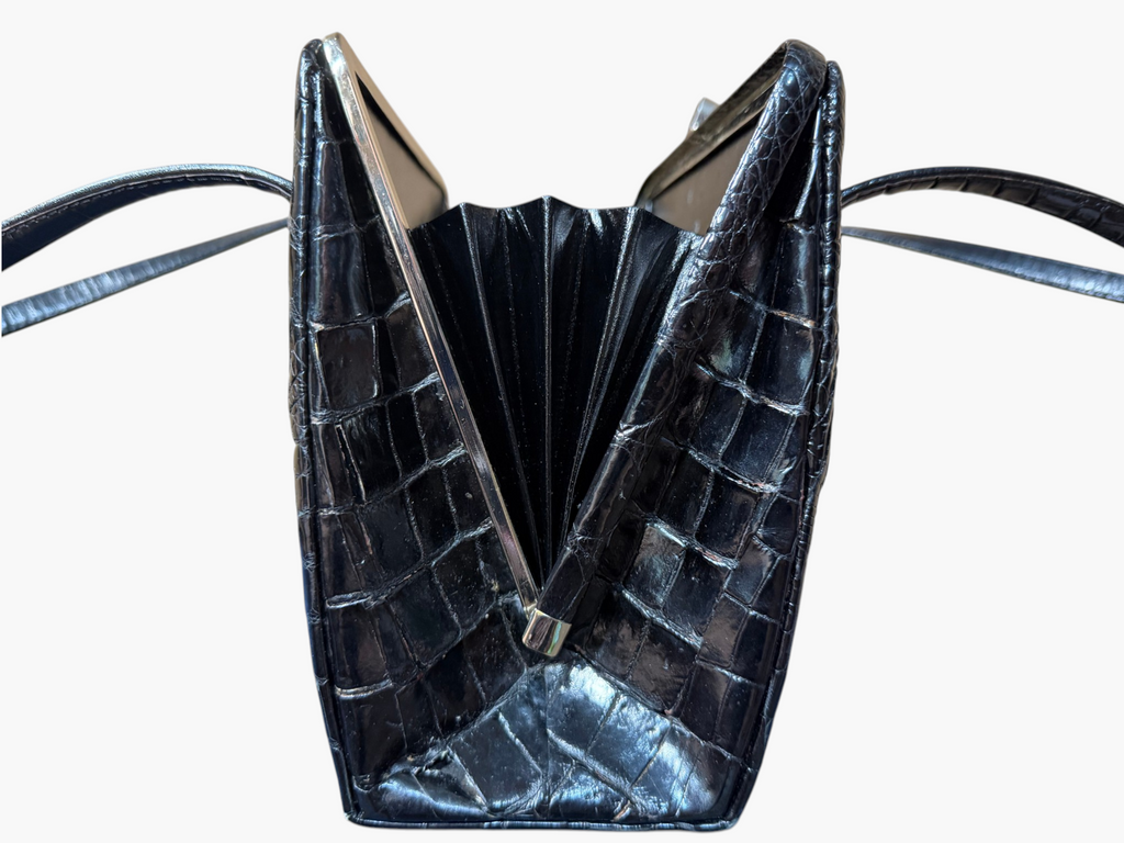 1960s Vintage Genuine Hornback Crocodile Leather Handbag - UK Shipping only