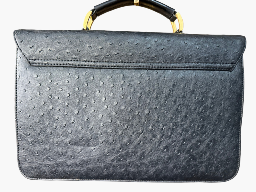 Moda Italia Genuine Ostrich Leather Top Handle Bag / Micro Briefcase