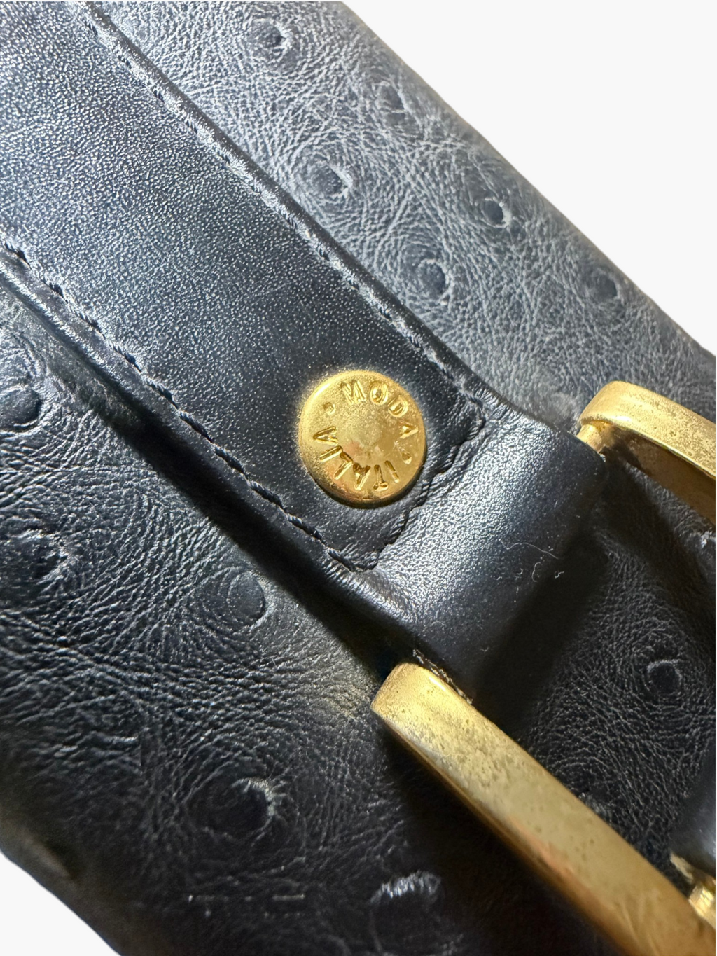 Moda Italia Genuine Ostrich Leather Top Handle Bag / Micro Briefcase