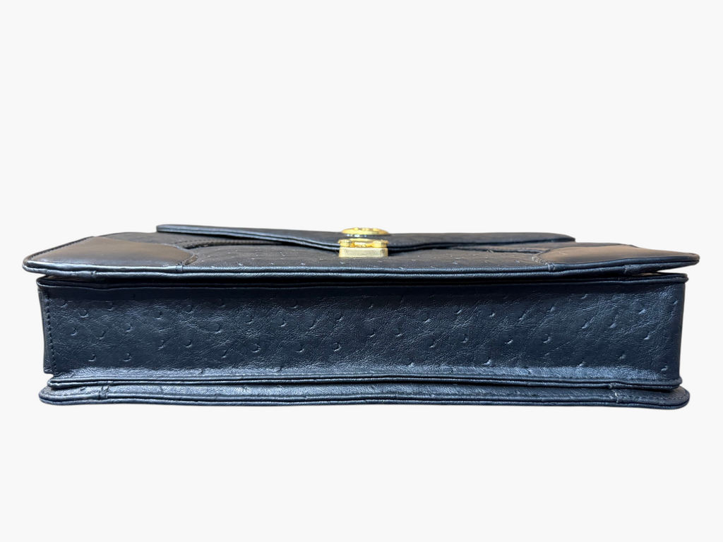 Moda Italia Genuine Ostrich Leather Top Handle Bag / Micro Briefcase