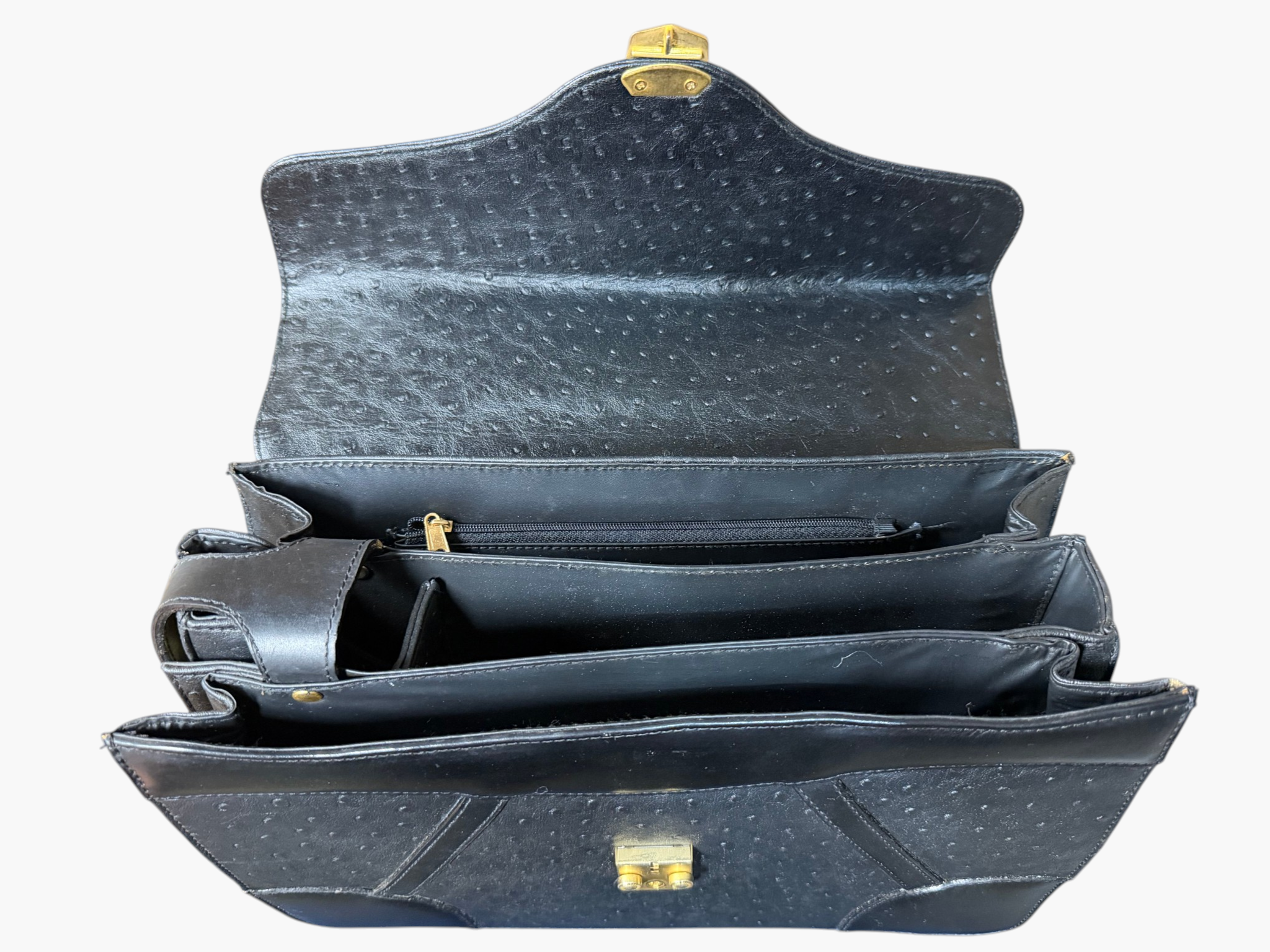 Moda Italia Genuine Ostrich Leather Top Handle Bag / Micro Briefcase