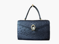 Vintage Genuine Ostrich Leather Top Handle Vanity Bag