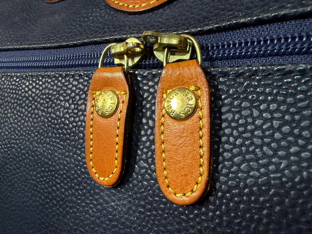Bric’s Life 22" Large Navy Pebbled Leather Cargo Weekender / Travel Bag