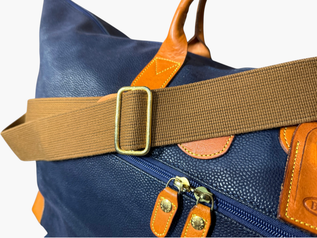 Bric’s Life 22" Large Navy Pebbled Leather Cargo Weekender / Travel Bag