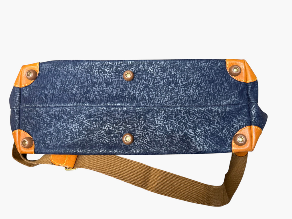 Bric’s Life 22" Large Navy Pebbled Leather Cargo Weekender / Travel Bag