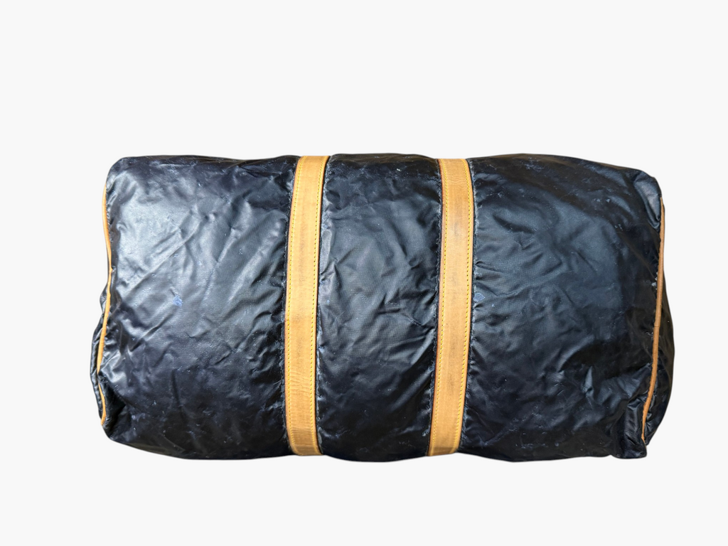 Hunting World Vintage Navy Coated Nylon Duffel / Boston Bag c.1993