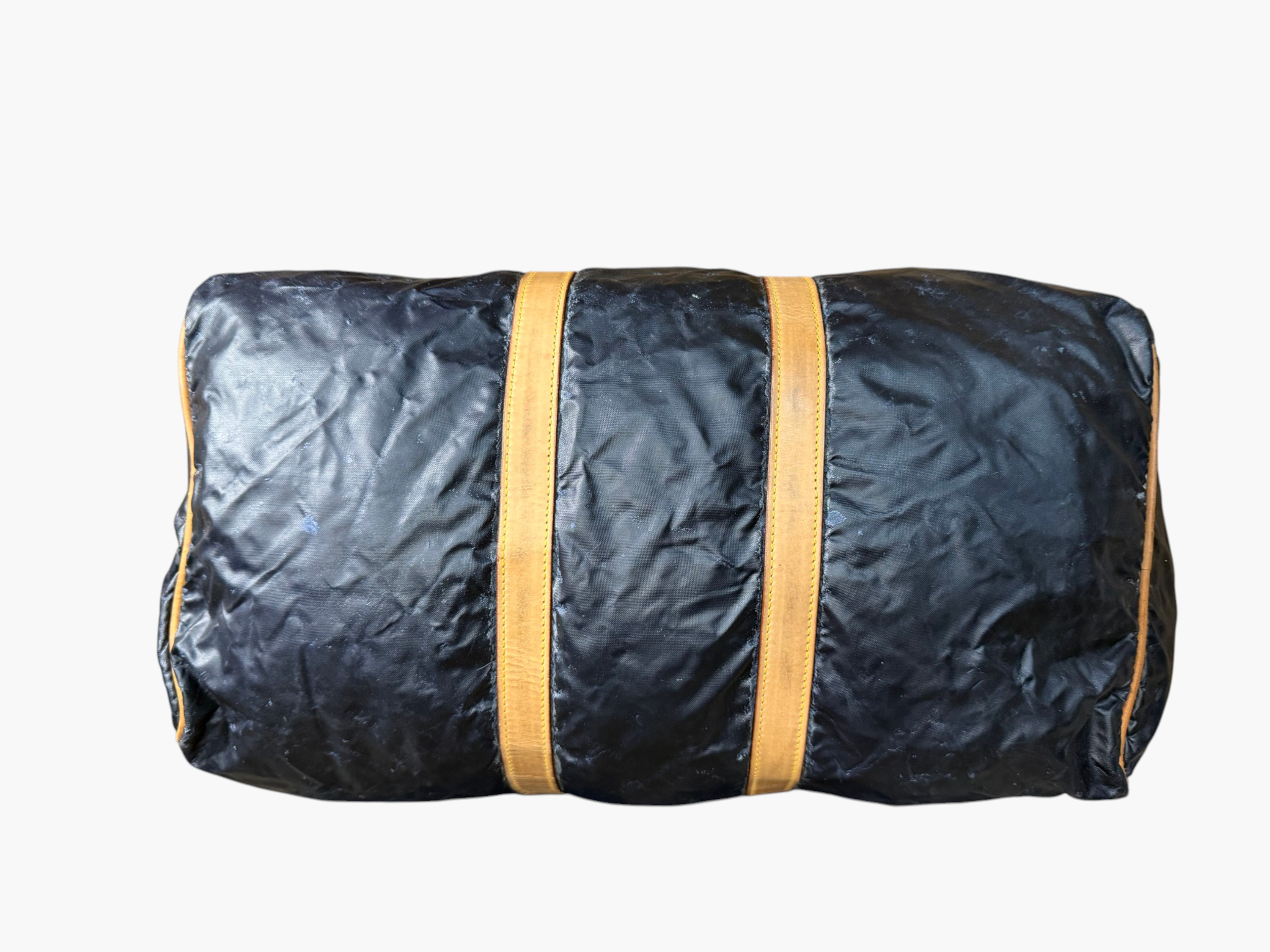 Hunting World Vintage Navy Coated Nylon Duffel / Boston Bag c.1993