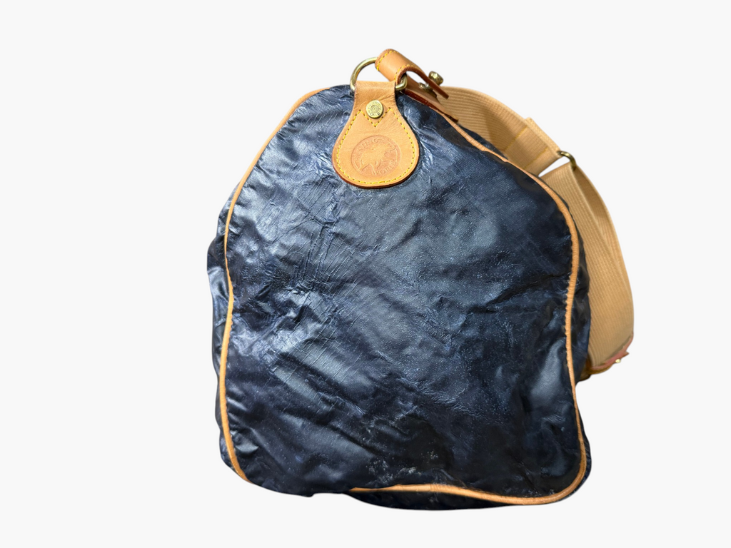 Hunting World Vintage Navy Coated Nylon Duffel / Boston Bag c.1993