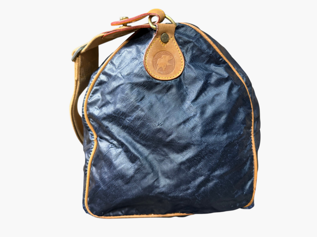 Hunting World Vintage Navy Coated Nylon Duffel / Boston Bag c.1993
