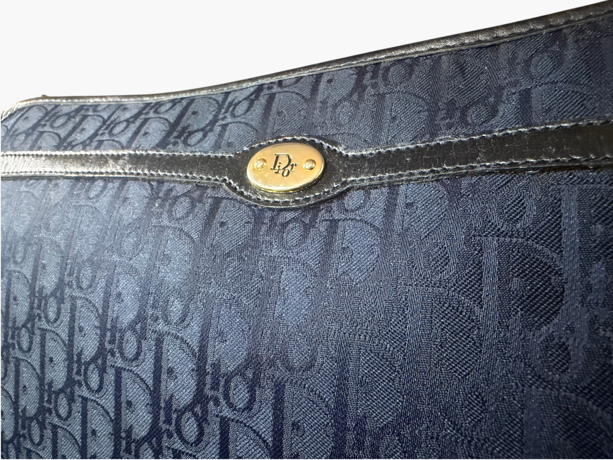 Vintage Christian Dior Navy Oblique Canvas Pouch Clutch