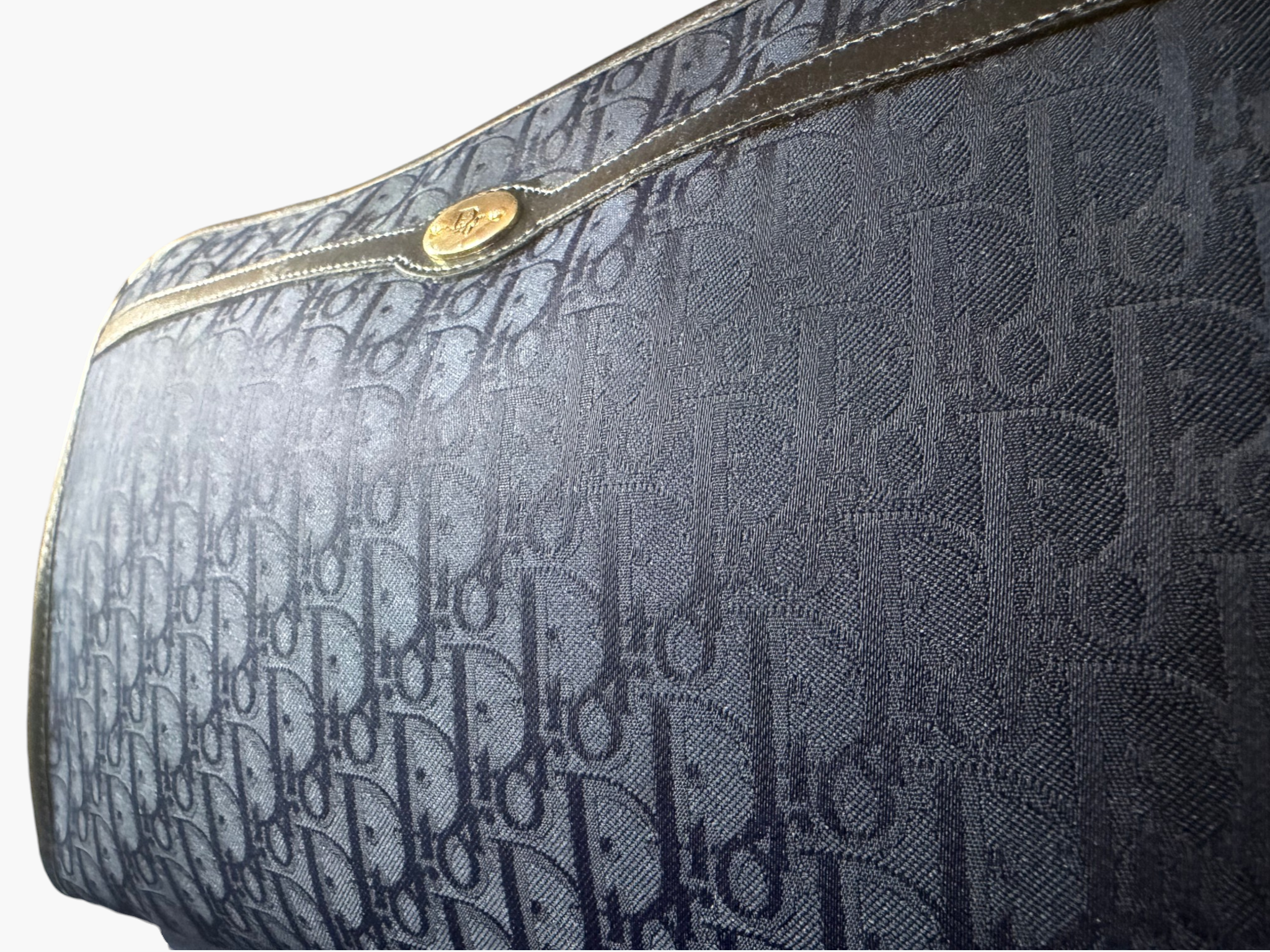 Vintage Christian Dior Navy Oblique Canvas Pouch Clutch
