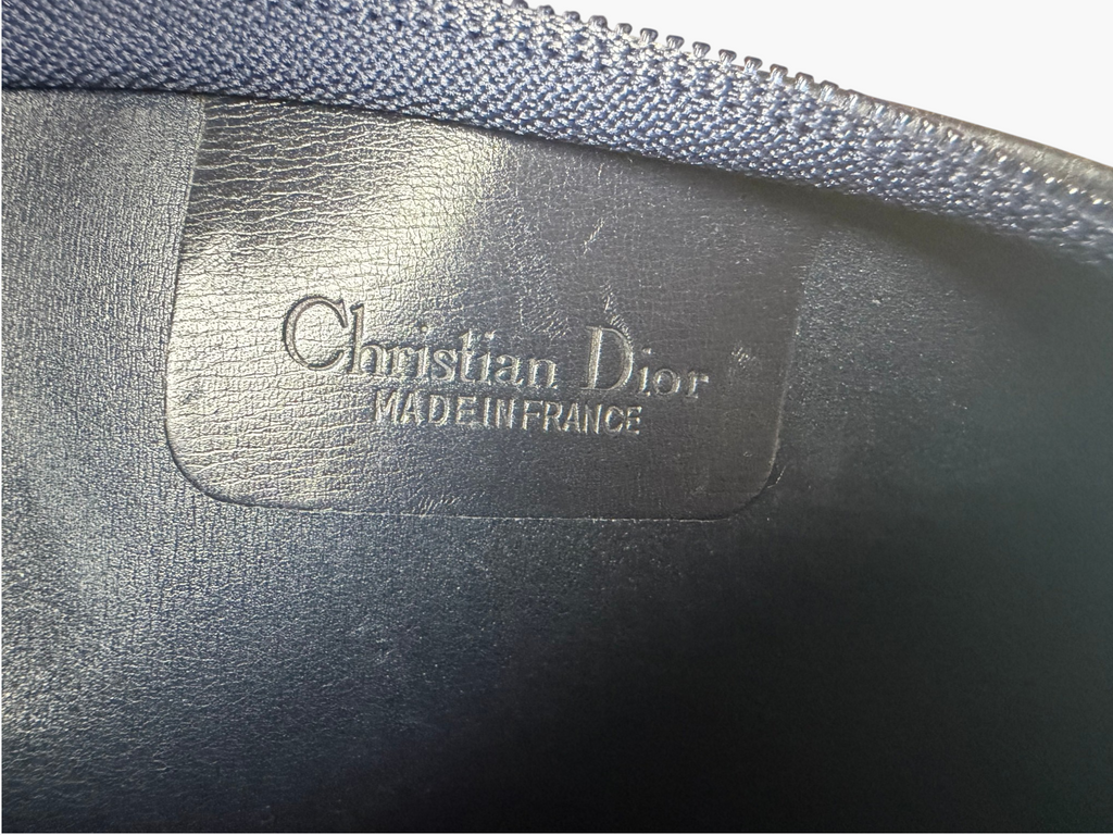 Vintage Christian Dior Navy Oblique Canvas Pouch Clutch