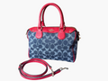 Coach Bennett Satchel in Signature Denim with Red Leather Trim