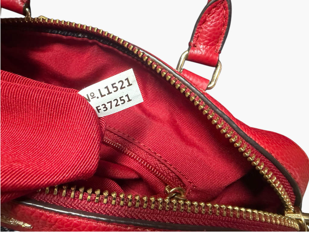 Coach Bennett Satchel in Signature Denim with Red Leather Trim