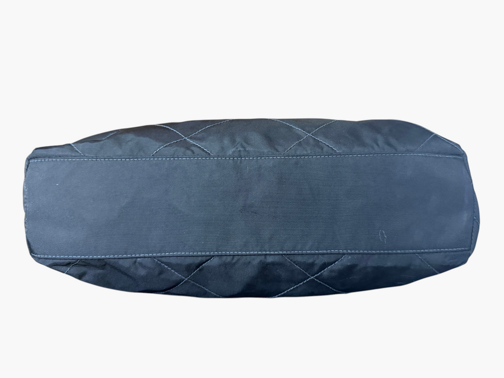 Prada Tessuto Impunturato Quilted Nylon Chain Tote in Dark Navy Blue