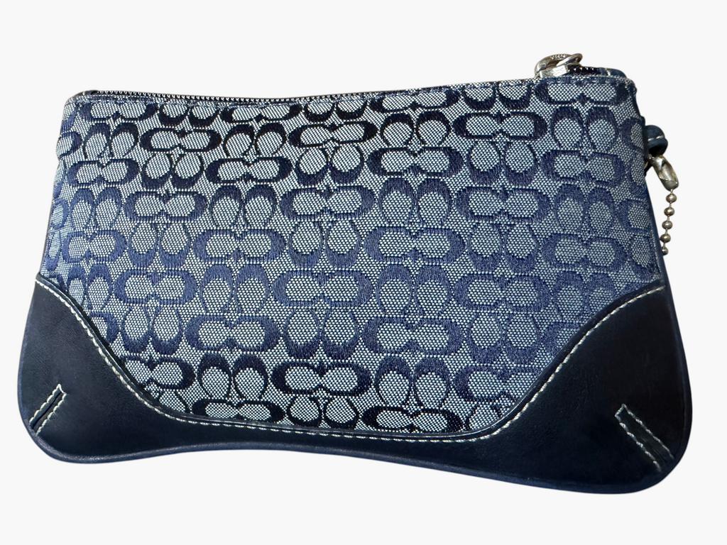 Coach Signature C Jacquard Wristlet in Denim Look Navy Blue