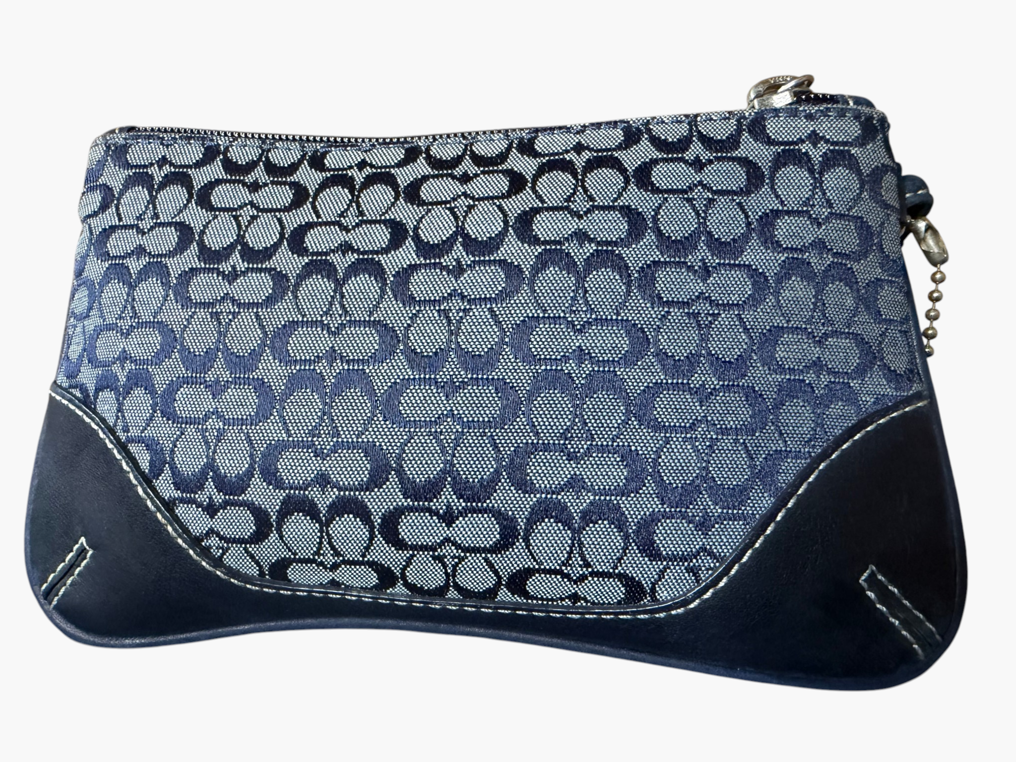 Coach Signature C Jacquard Wristlet in Denim Look Navy Blue