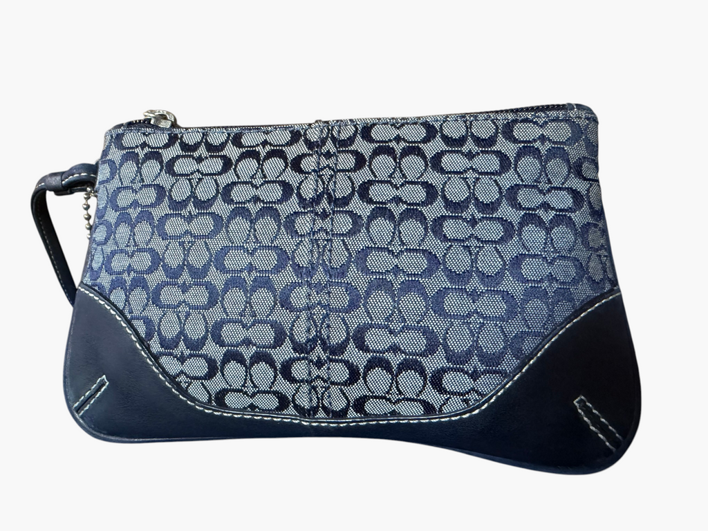 Coach Signature C Jacquard Wristlet in Denim Look Navy Blue