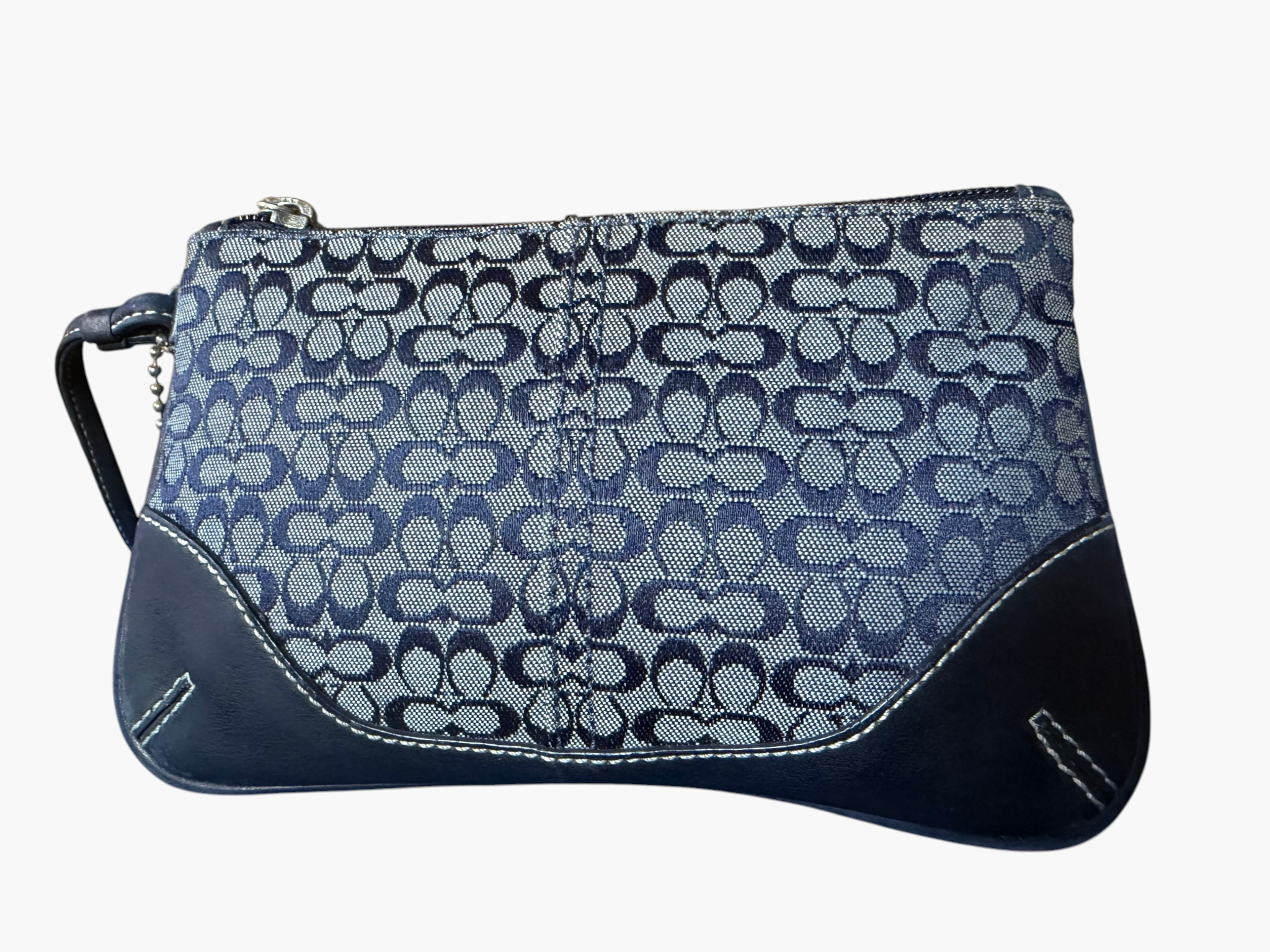 Coach Signature C Jacquard Wristlet in Denim Look Navy Blue