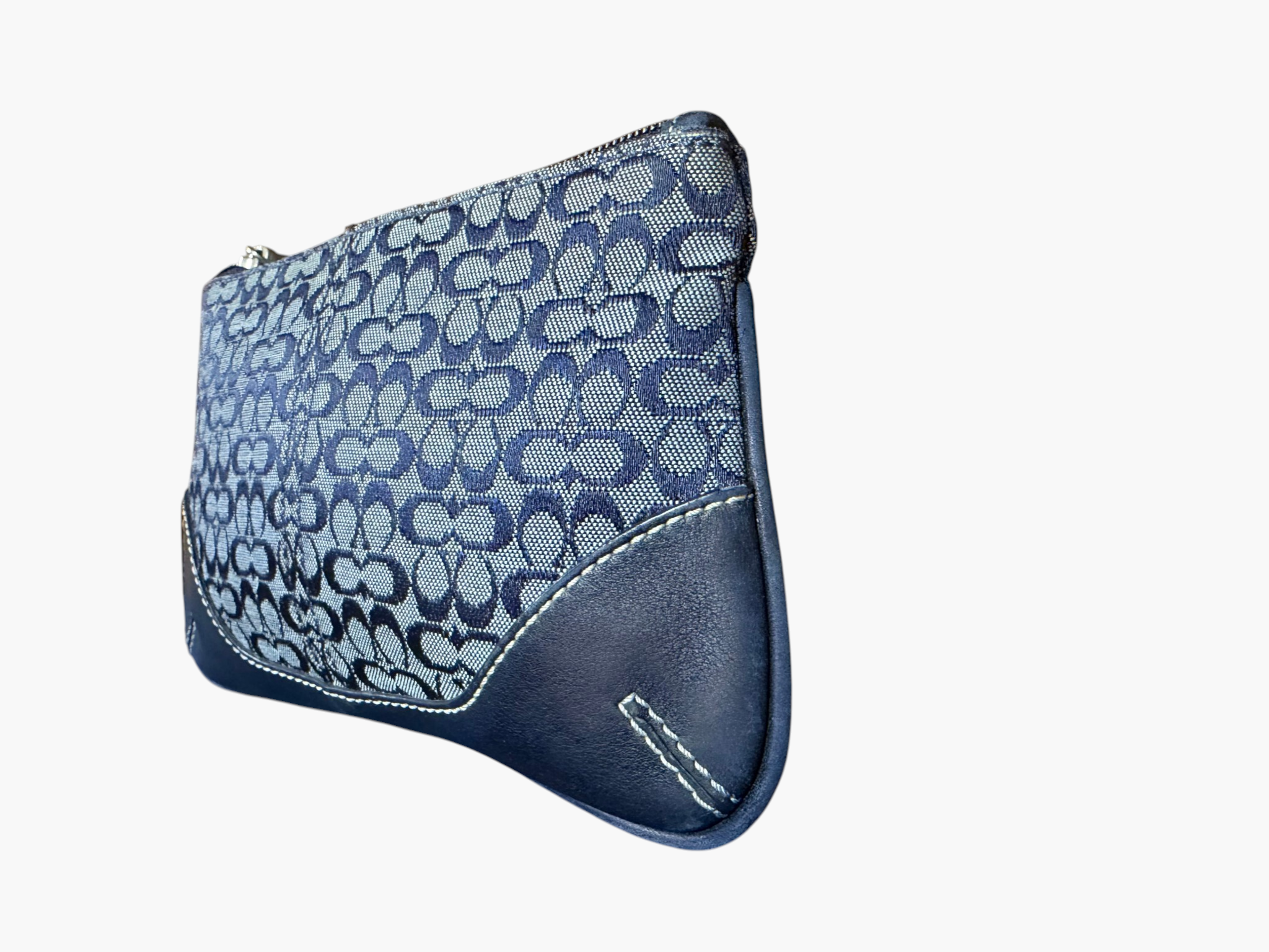 Coach Signature C Jacquard Wristlet in Denim Look Navy Blue