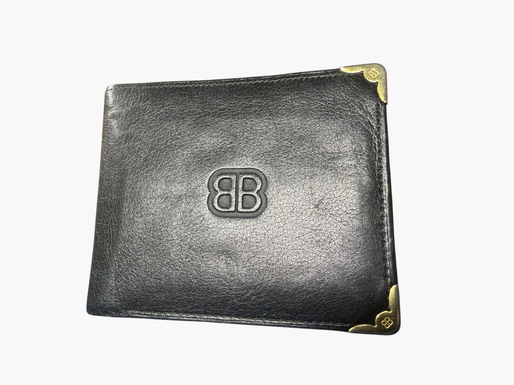 Vintage Balenciaga Black Leather Bifold Wallet