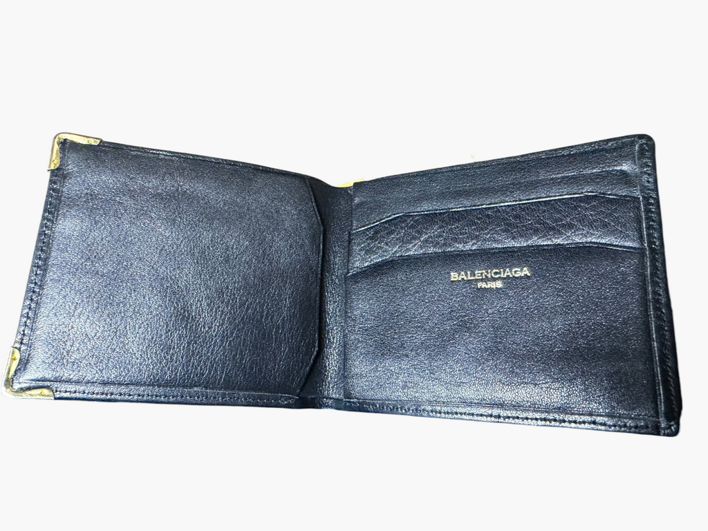 Vintage Balenciaga Black Leather Bifold Wallet
