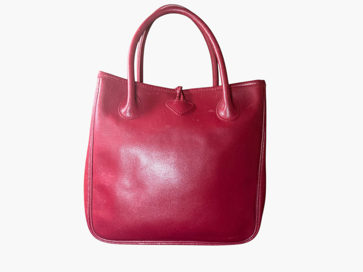 Vintage Longchamp Le Roseau Red Leather Tote
