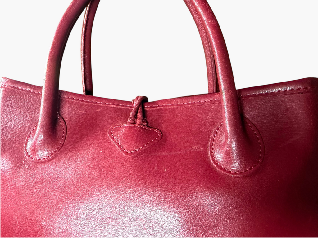 Vintage Longchamp Le Roseau Red Leather Tote