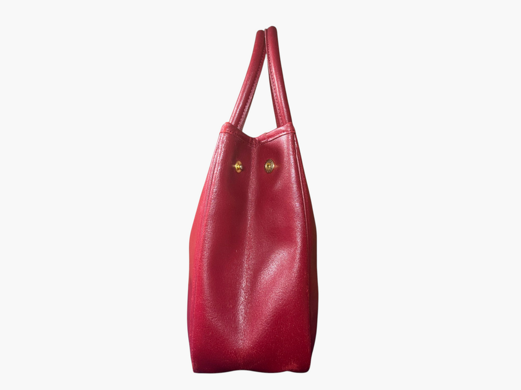 Vintage Longchamp Le Roseau Red Leather Tote