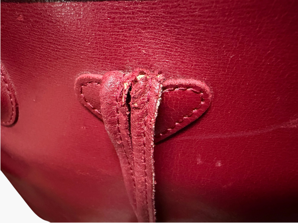 Vintage Longchamp Le Roseau Red Leather Tote