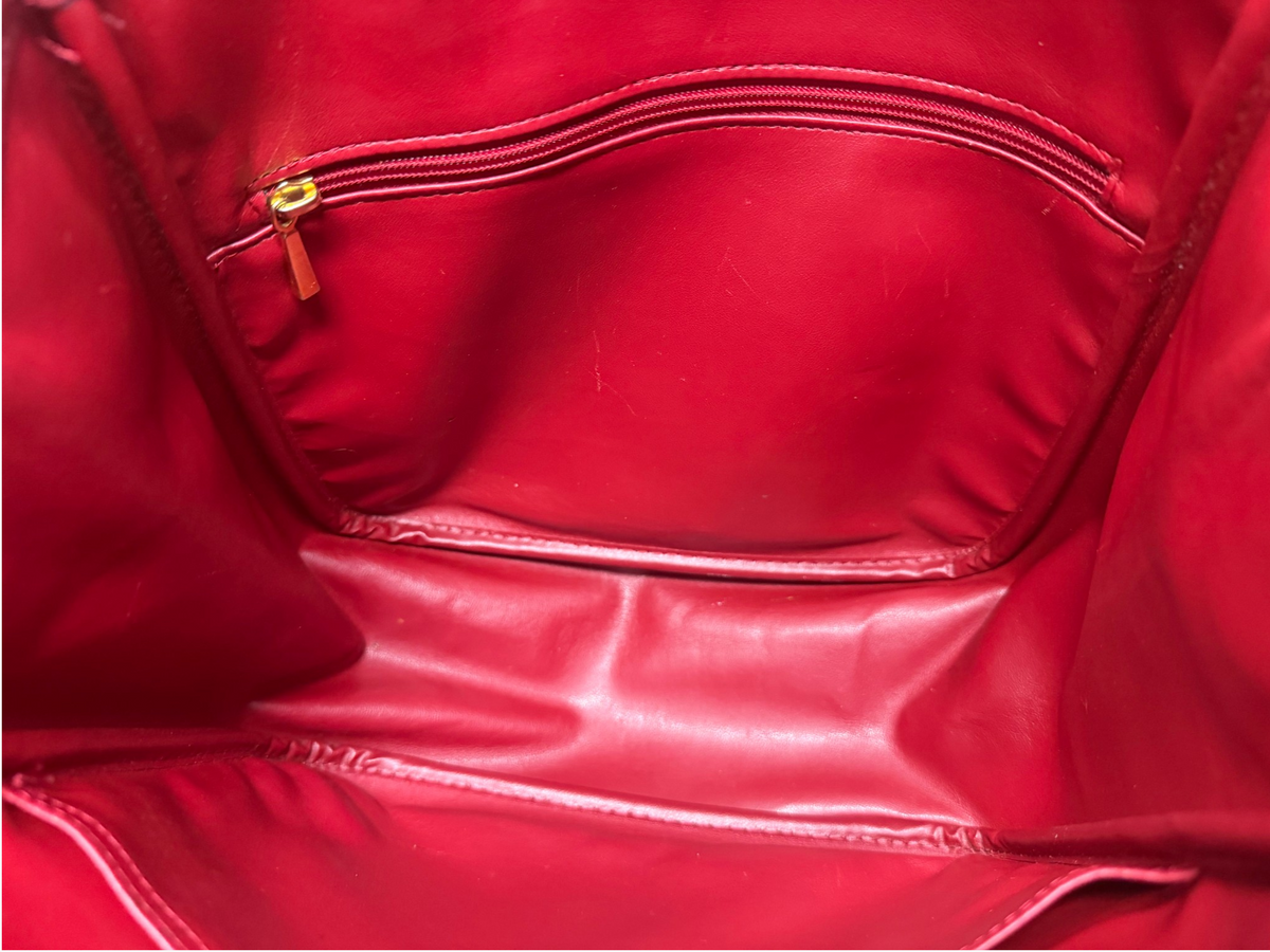 Vintage Longchamp Le Roseau Red Leather Tote