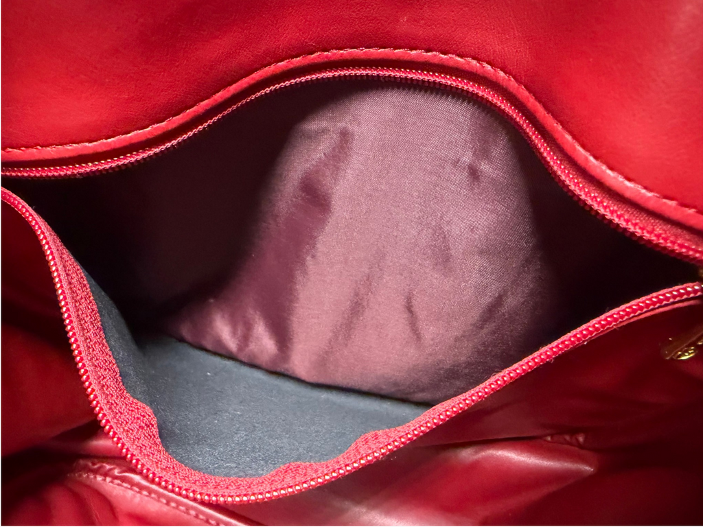 Vintage Longchamp Le Roseau Red Leather Tote