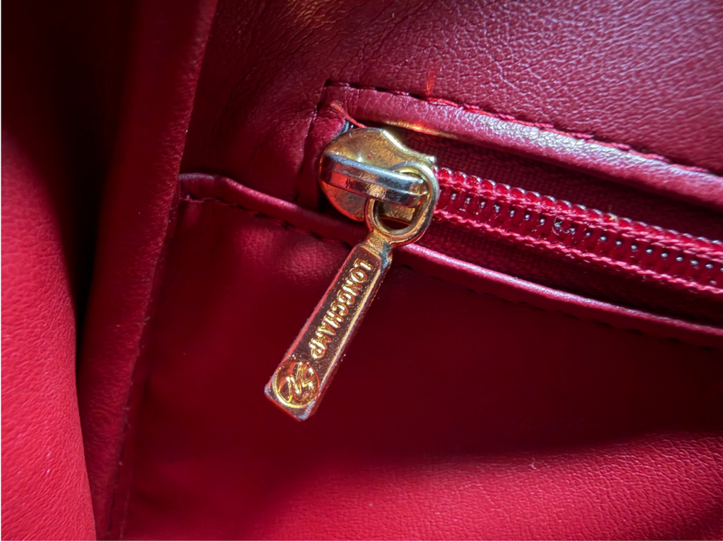 Vintage Longchamp Le Roseau Red Leather Tote