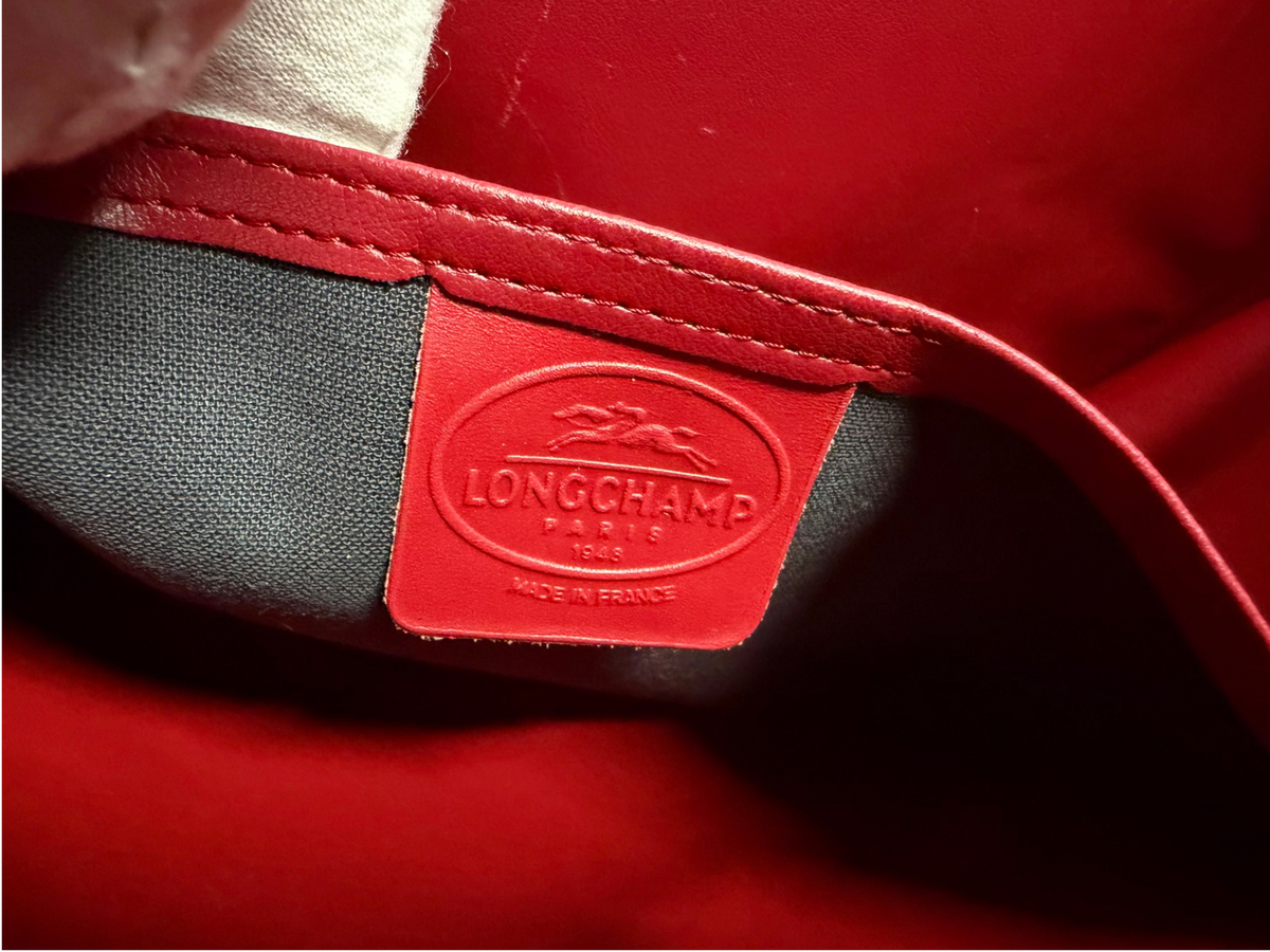 Vintage Longchamp Le Roseau Red Leather Tote