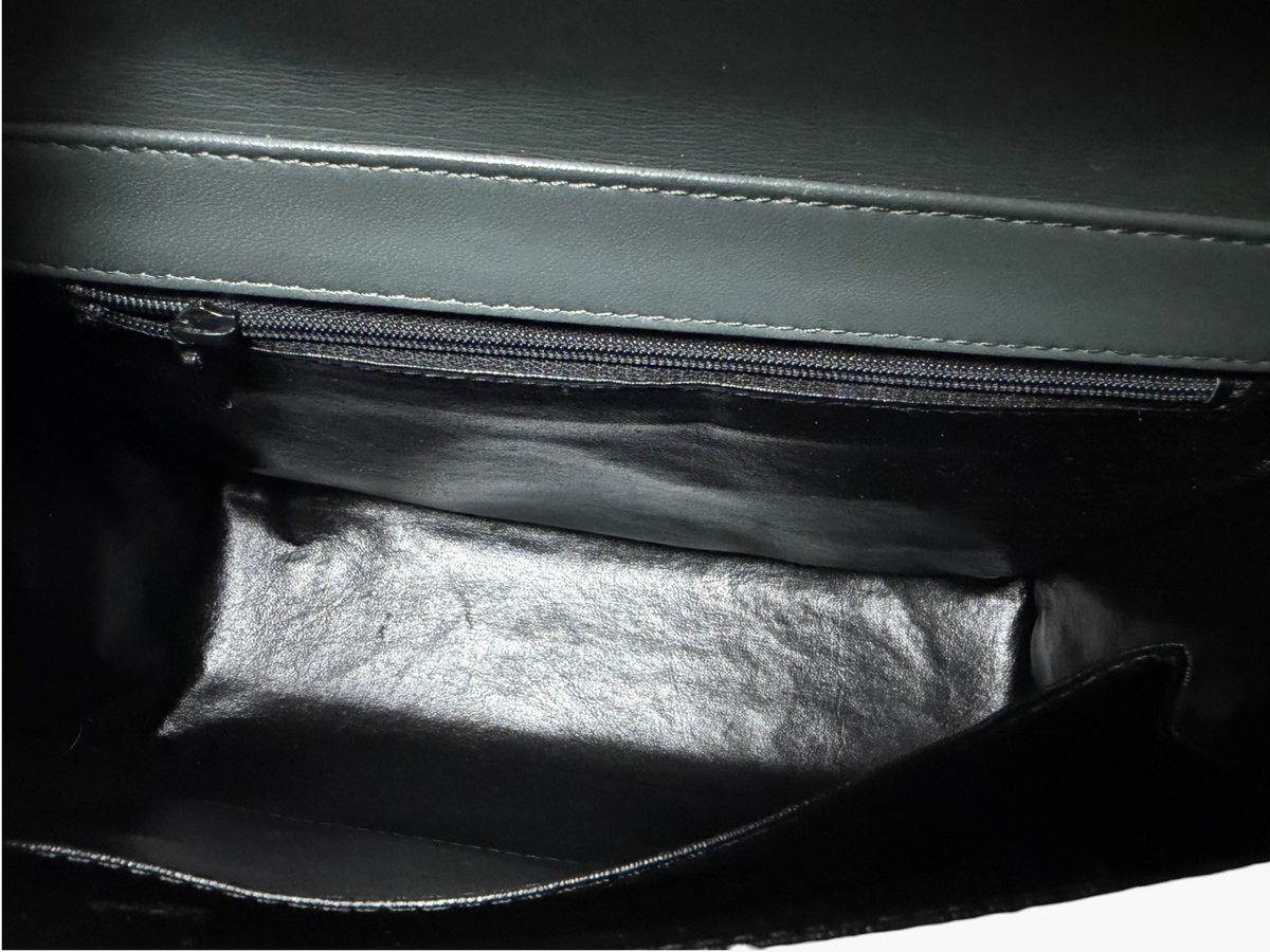 Wata-Ichi Grey Genuine Ostrich Leather Top Handle Bag