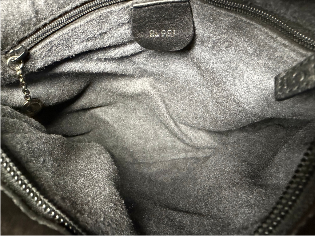 Vintage Gucci Black Ribbed Leather Tom Ford Era Shoulder Bag