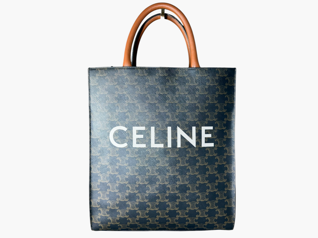 Celine Small Vertical Cabas in Triomphe Canvas with CELINE Print
