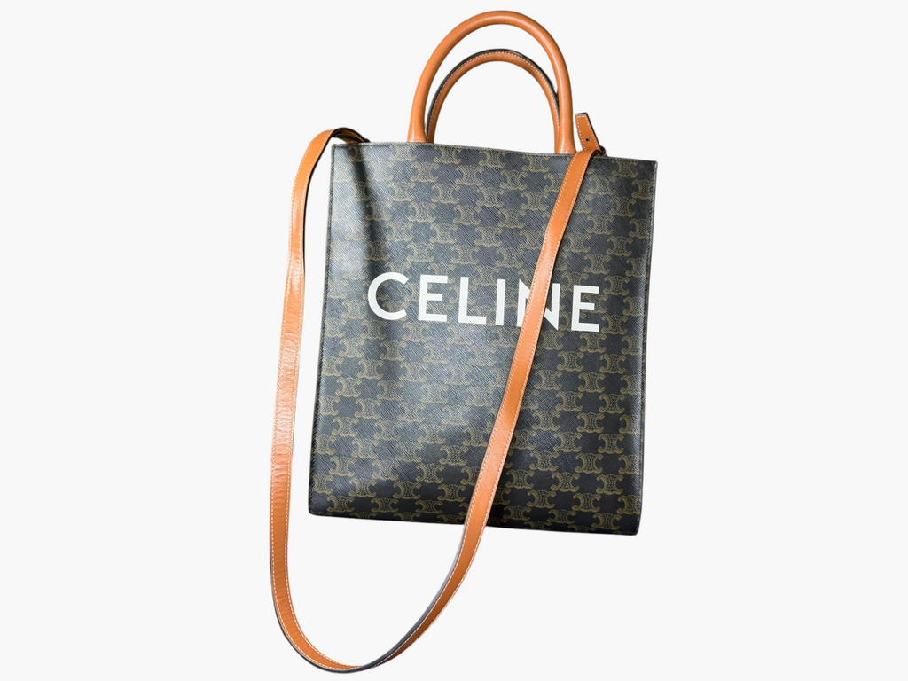Celine Small Vertical Cabas in Triomphe Canvas with CELINE Print