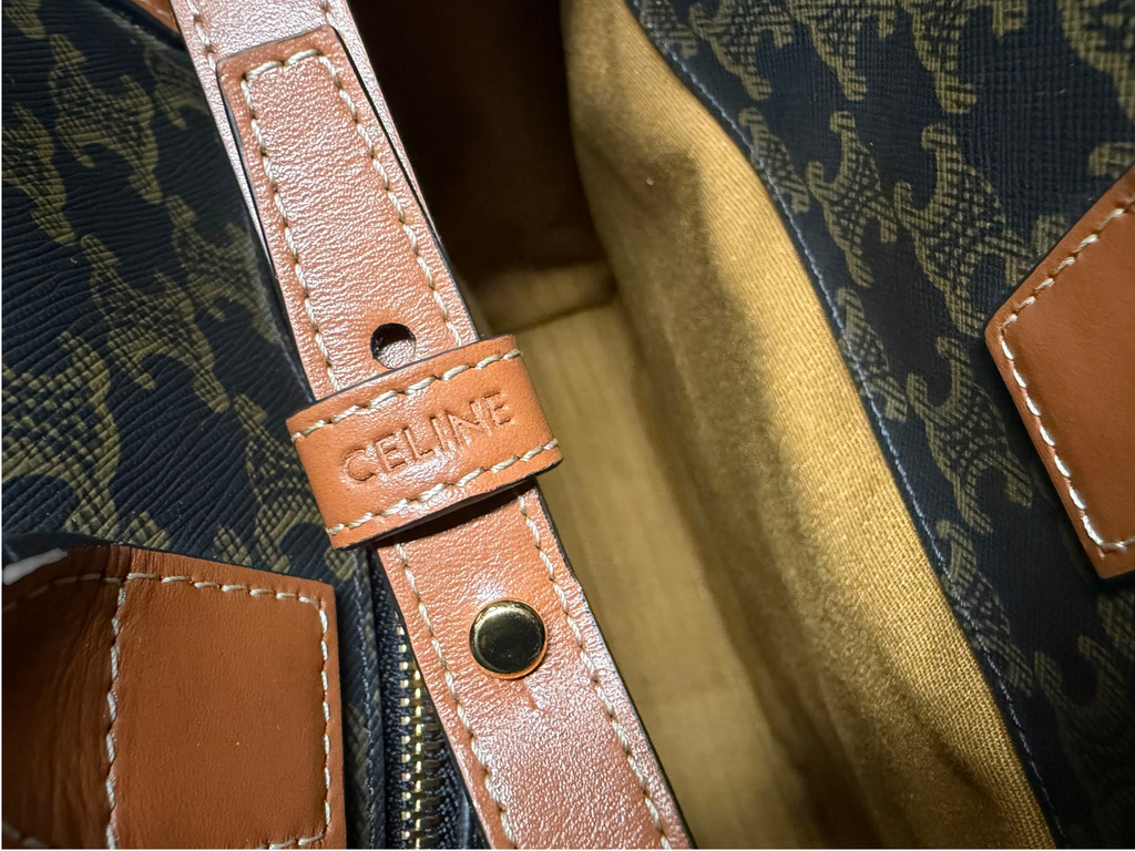 Celine Small Vertical Cabas in Triomphe Canvas with CELINE Print
