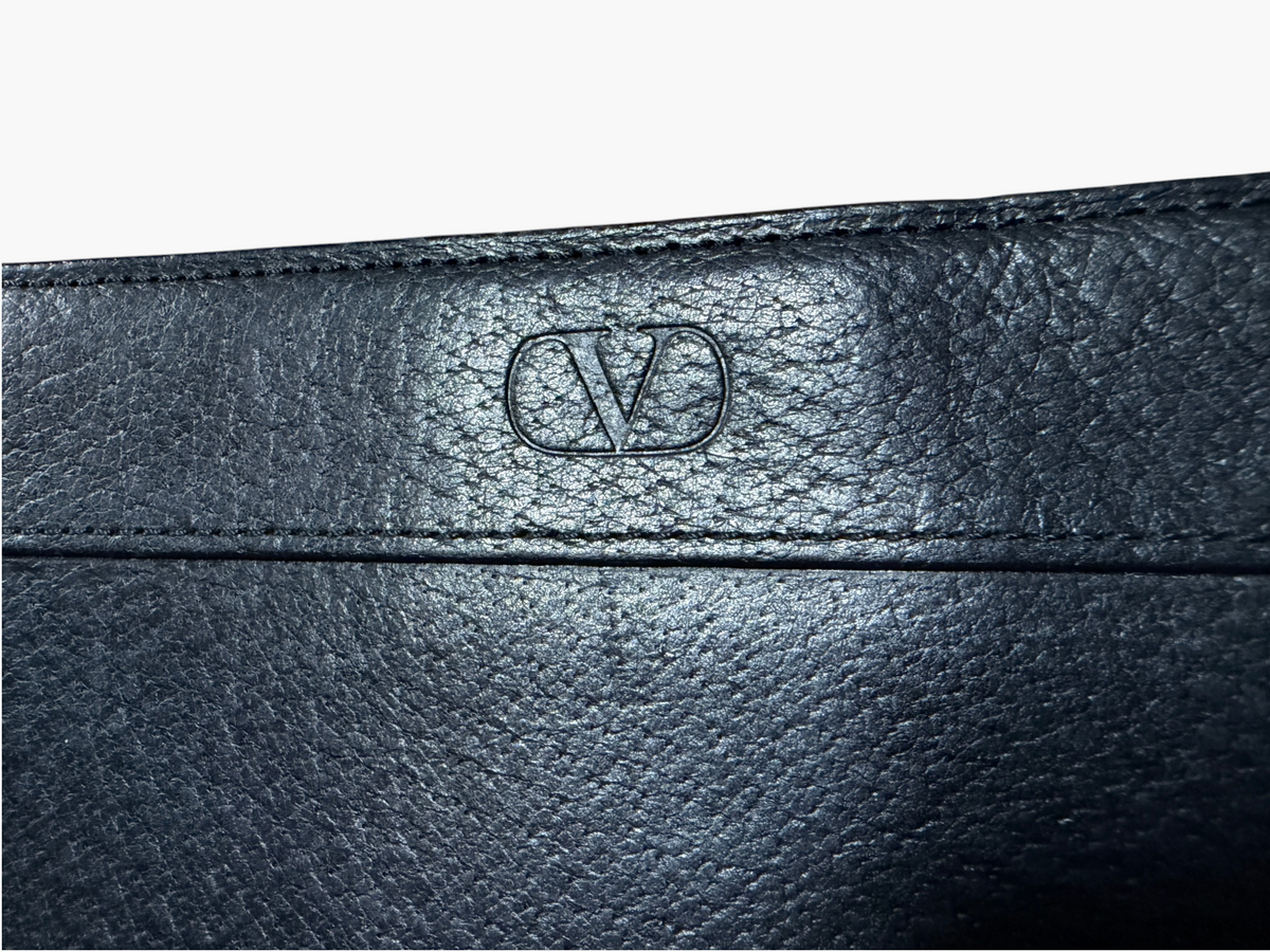 Vintage Valentino Garavani Black Leather Zip Clutch