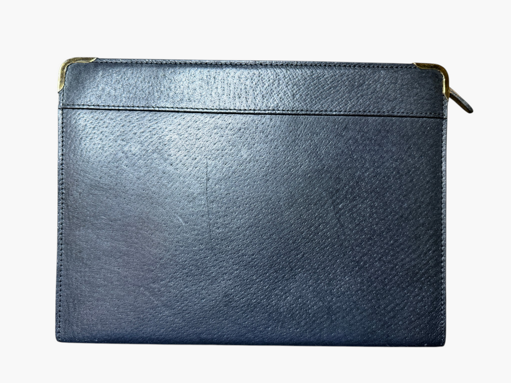 Vintage Valentino Garavani Black Leather Zip Clutch