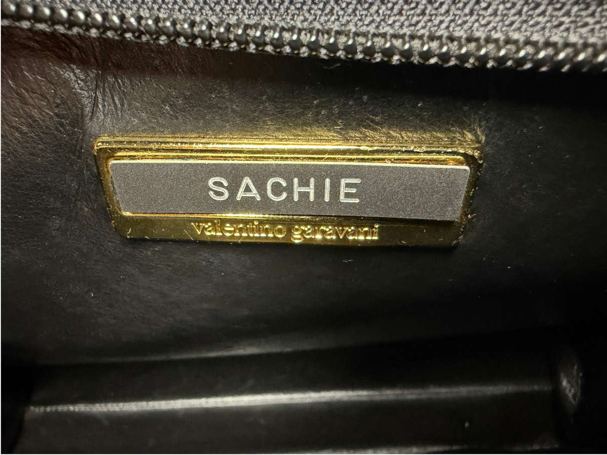 Vintage Valentino Garavani Black Leather Zip Clutch