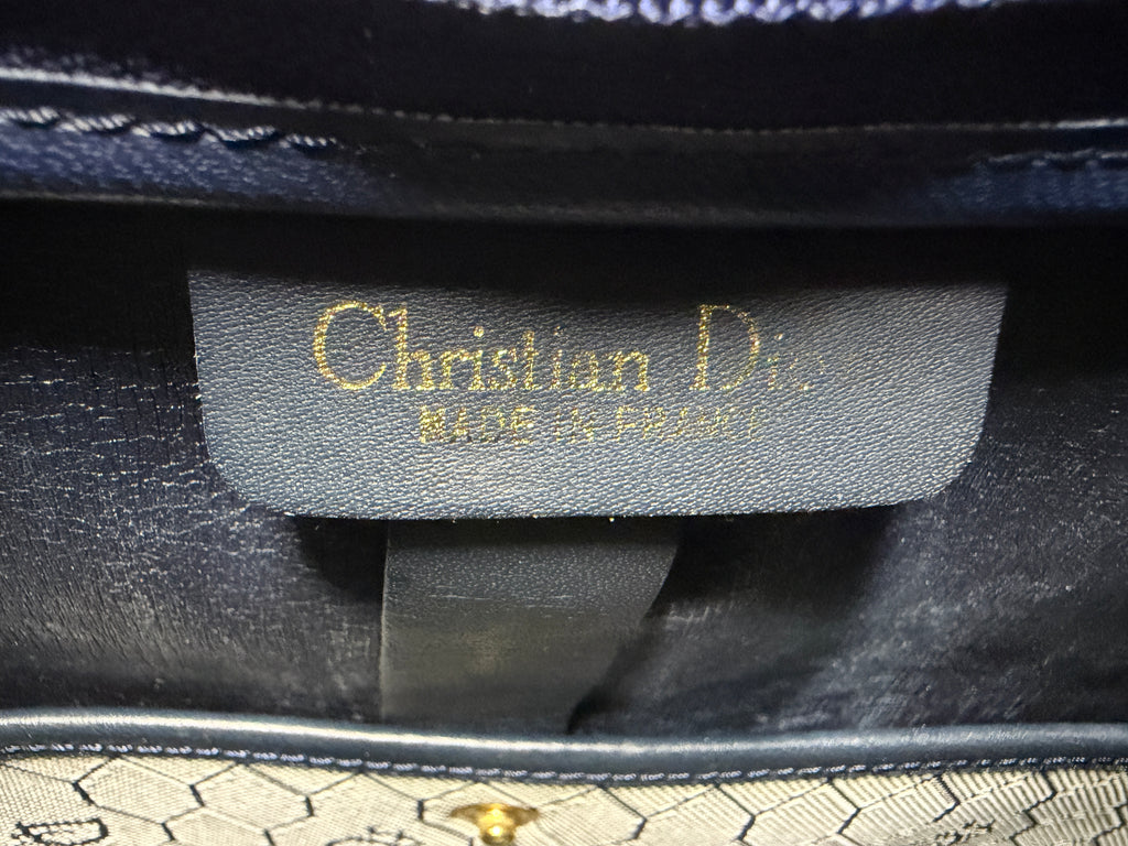 Vintage Christian Dior Street Chic BLUE Honeycomb Canvas Hobo Tote - Ultra Rare – photo 12