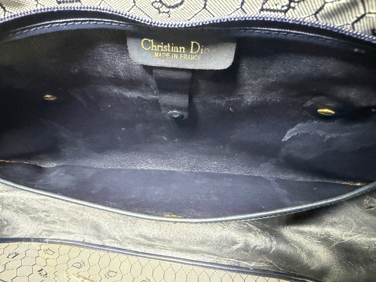 Vintage Christian Dior Street Chic BLUE Honeycomb Canvas Hobo Tote - Ultra Rare – photo 11