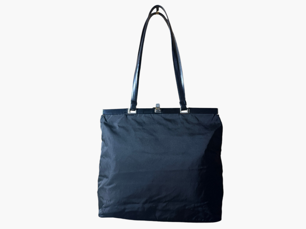 Vintage Prada Metal Framed Tessuto Nylon Tote