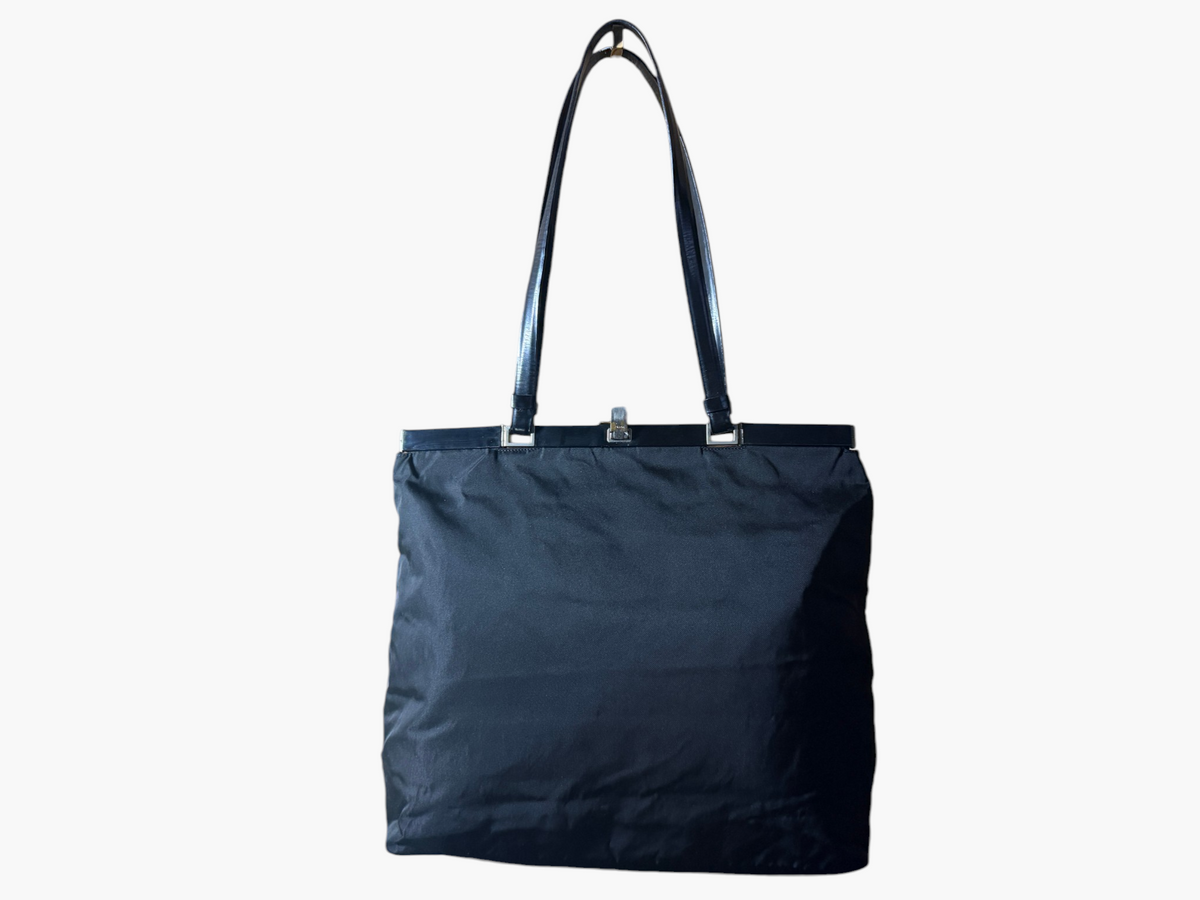 Vintage Prada Metal Framed Tessuto Nylon Tote
