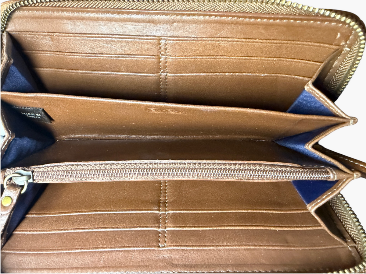 Rare Coach Denim Patchwork Zip-Around Wallet – photo 8