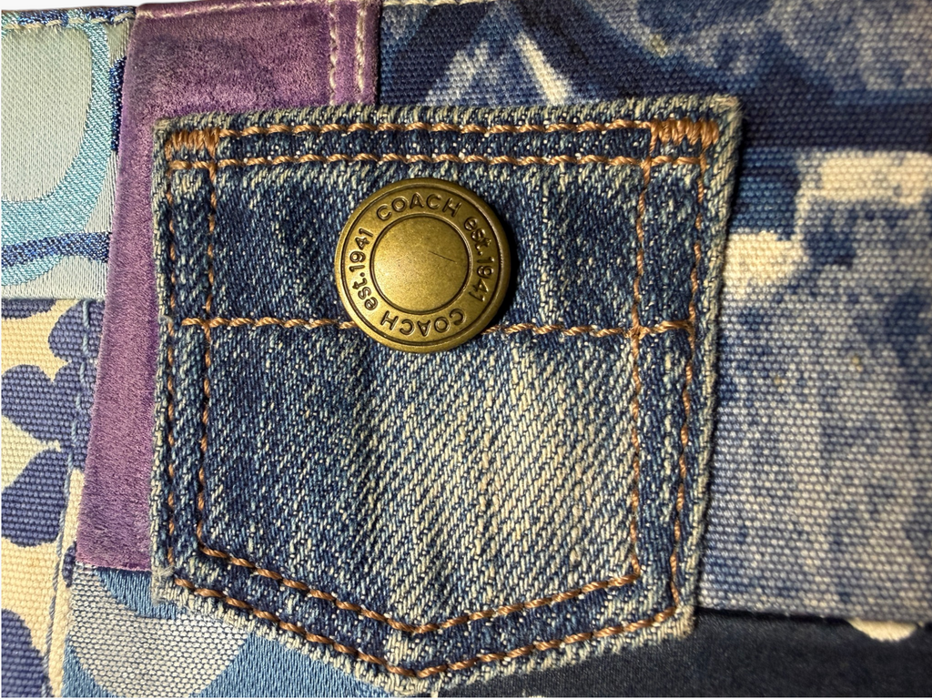 Rare Coach Denim Patchwork Zip-Around Wallet – photo 2