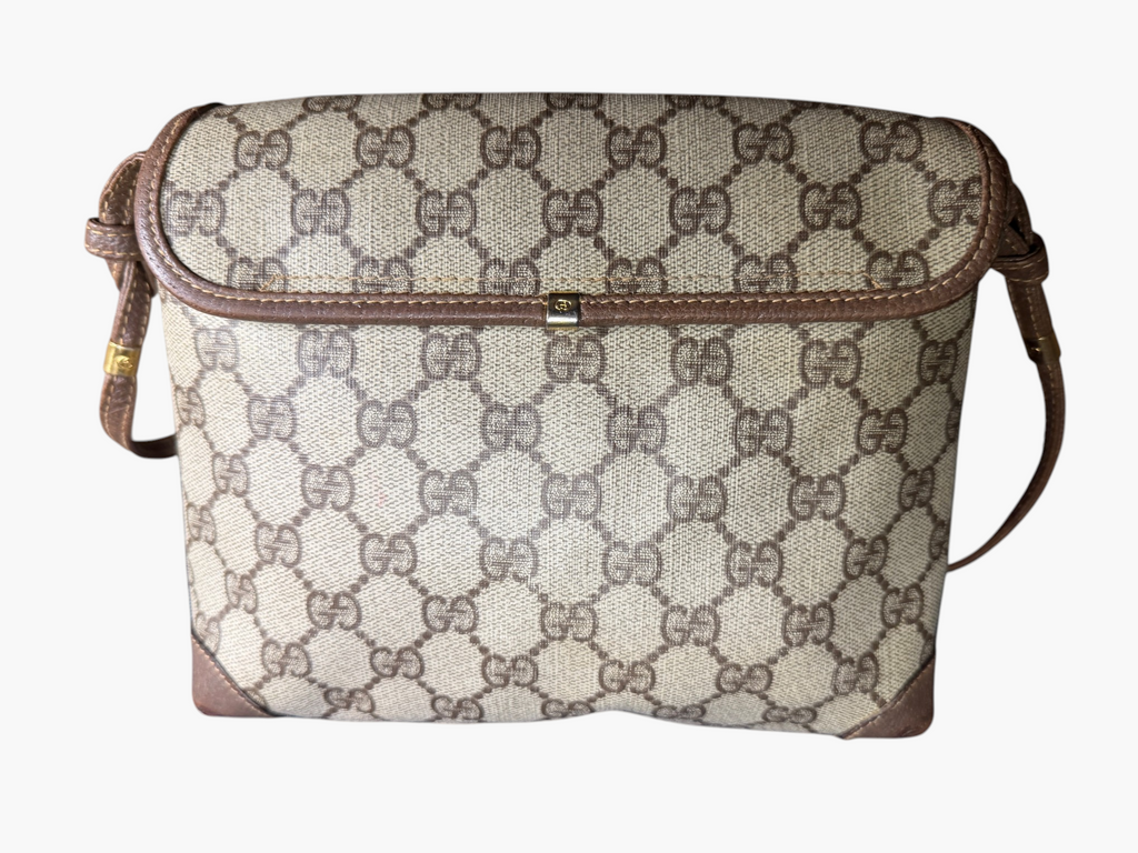 Vintage Gucci GG Canvas Flap Crossbody Bag Circa 1981–1982 with Leather Lining – photo 4